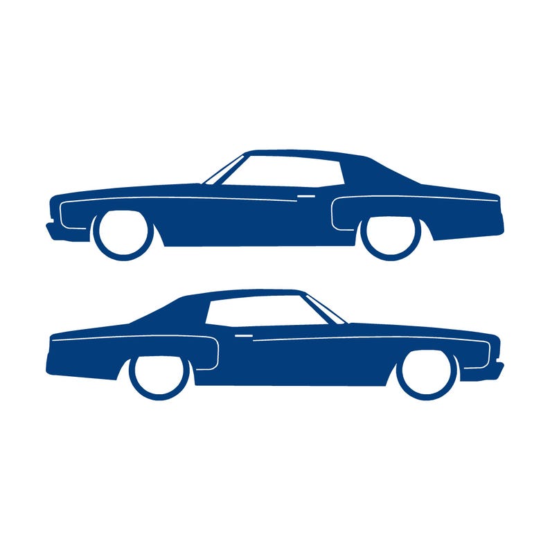 Set Of 2 Car Silhouette Decal Stickers For Chevrolet Monte Carlo 3rd Gen Blue