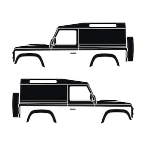 Set mit 2 Van-Silhouette-Aufklebern für Land Rover Defender 90 Classic Schwarz