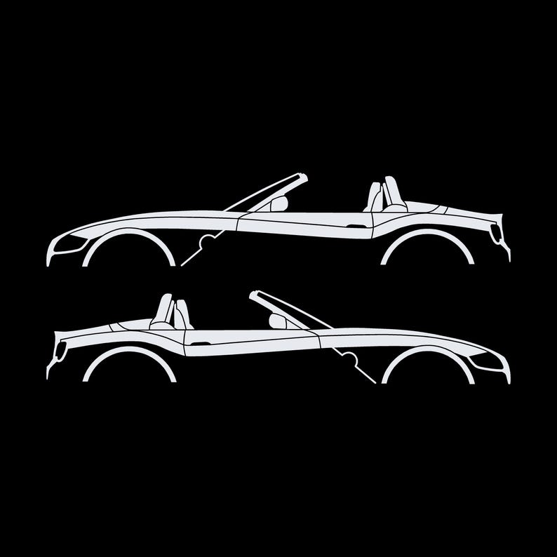 Set Of 2 Car Silhouette Decal Stickers For BMW Z4 E85 2002-09 Roadster White