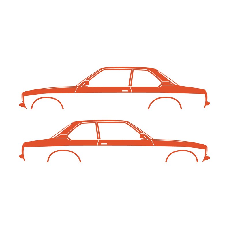 Juego de 2 pegatinas con silueta de coche para Opel Ascona C Coupé sedán de 2 puertas Naranja