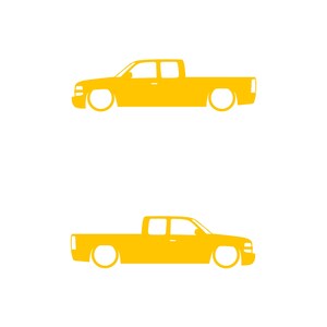 Set Of 2 Lowered Truck Silhouette Decal Stickers For Chevrolet Silverado Extended Cab 1999- 2002 Pickup Yellow