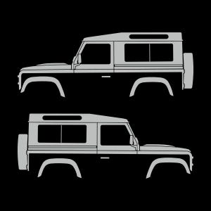 Set Of 2 Car Silhouette Decal Stickers For Land Rover Defender 90 Classic Wagon Light Grey