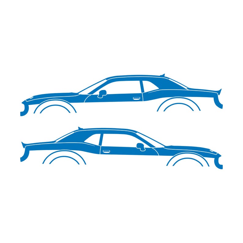 Ensemble de 2 autocollants silhouette de voiture pour Dodge Challenger Hellcat Sky Blue