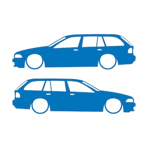 BMW E39 5シリーズ ツーリング用 車のシルエットデカールステッカー 2枚セット Sky Blue