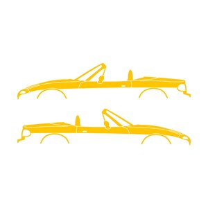 Set Of 2 Lowered Car Silhouette Decal Stickers For Mazda Miata MX5 NA Yellow