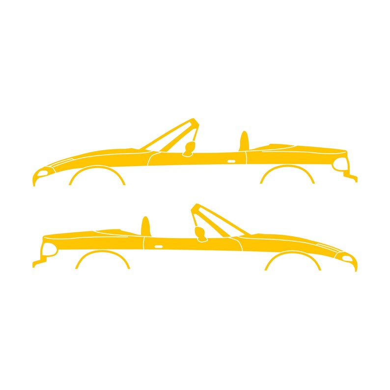 Set Of 2 Lowered Car Silhouette Decal Stickers For Mazda Miata MX5 NA Yellow