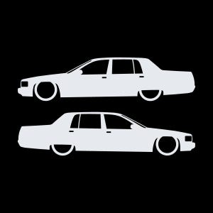 Set Of 2 Lowered Car Silhouette Decal Stickers For Cadillac Fleetwood 2nd Gen 1993-96 White
