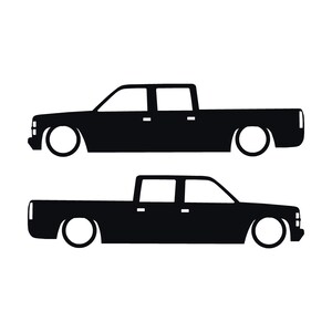 Set mit 2 Aufklebern für tiefergelegte Fahrzeuge für Chevrolet Silverado C1500 Crew Cab 1987-98 Schwarz