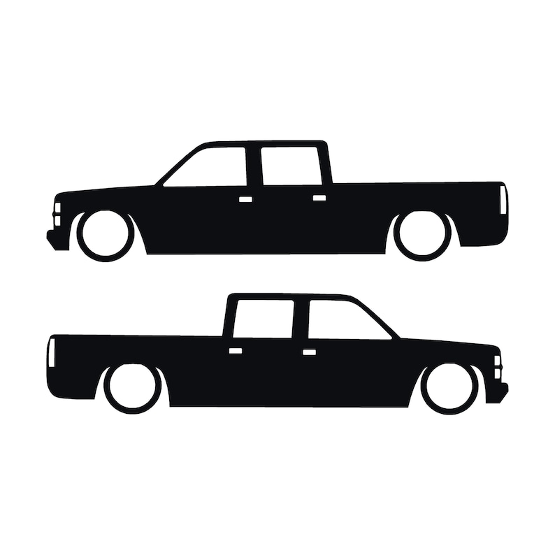 Set mit 2 Aufklebern für tiefergelegte Fahrzeuge für Chevrolet Silverado C1500 Crew Cab 1987-98 Schwarz