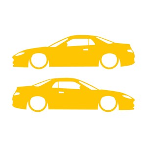 Set di 2 adesivi con silhouette di auto ribassate per Mitsubishi FTO Giallo