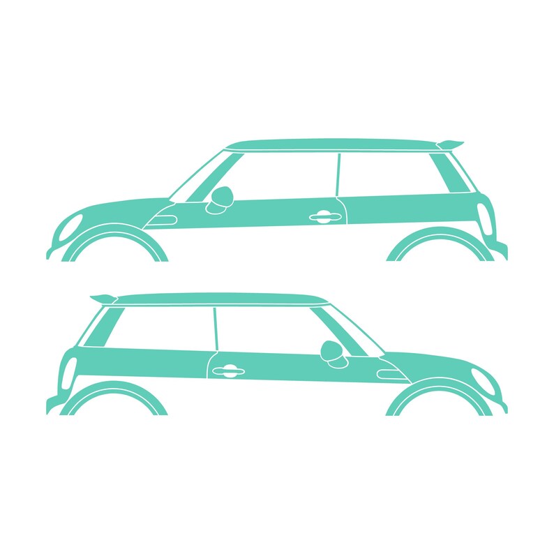 Set Of 2 Car Silhouette Decal Stickers For Mini Cooper S R56 - Mk2 - 2nd Gen Mint