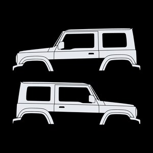 Set Of 2 Car Silhouette Decal Stickers For Suzuki Jimny 4th Gen 2018- White