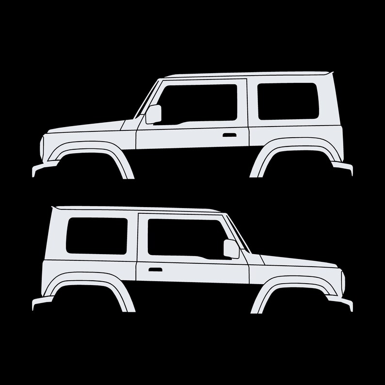 Set Of 2 Car Silhouette Decal Stickers For Suzuki Jimny 4th Gen 2018- White