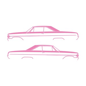 Juego de 2 pegatinas con silueta de coche para Ford Galaxie Coupé de techo rígido de 2 puertas de 1964 Soft Pink