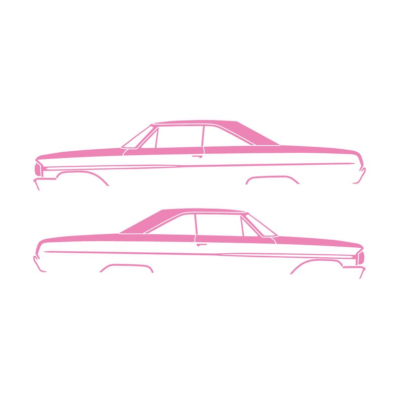 Juego de 2 pegatinas con silueta de coche para Ford Galaxie Coupé de techo rígido de 2 puertas de 1964 Soft Pink