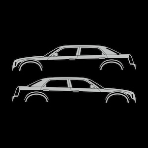 Ensemble de 2 autocollants silhouette de voiture abaissée pour Chrysler 300c SRT-8 1ère génération Light Grey