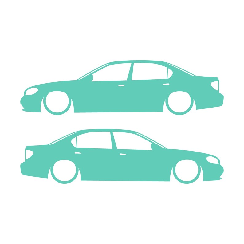 Set Of 2 Lowered Car Silhouette Decal Stickers For Nissan Cefiro A33 1998-2004 Mint