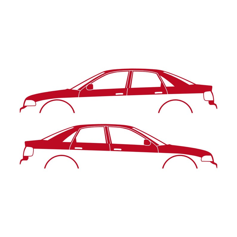 Set Of 2 Lowered Car Silhouette Decal Stickers For Audi A4 S4 B5 Sedan Red