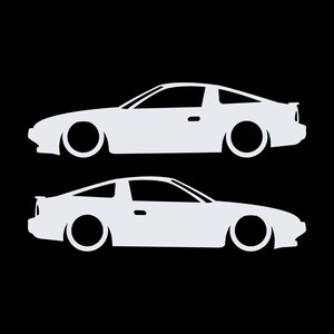 Set Of 2 Lowered Car Silhouette Decal Stickers For Nissan 180SX - 240SX S13 White