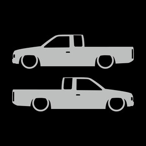 Set Of 2 Lowered Truck Silhouette Decal Stickers For Nissan Hardbody Ext Cab D21 Pickup Light Grey