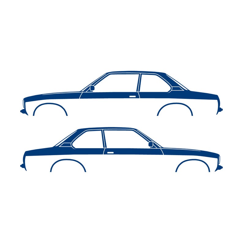 Set Of 2 Car Silhouette Decal Stickers For Opel Ascona B 4-Door Sedan Blue