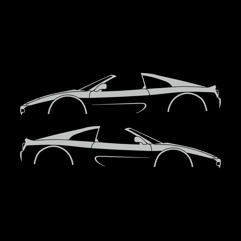Set Of 2 Car Silhouette Decal Stickers For SuperFerrari F355 GTS Light Grey