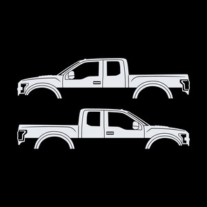 Set Of 2 Car Silhouette Decal Stickers For Ford Raptor F150 2nd Gen 2017 White