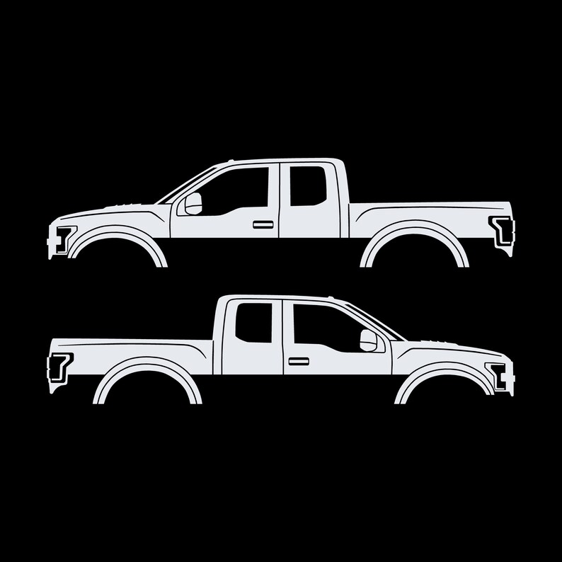 Set Of 2 Car Silhouette Decal Stickers For Ford Raptor F150 2nd Gen 2017 White