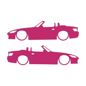 Set Of 2 Lowered Car Silhouette Decal Stickers For Honda S2000 Pink