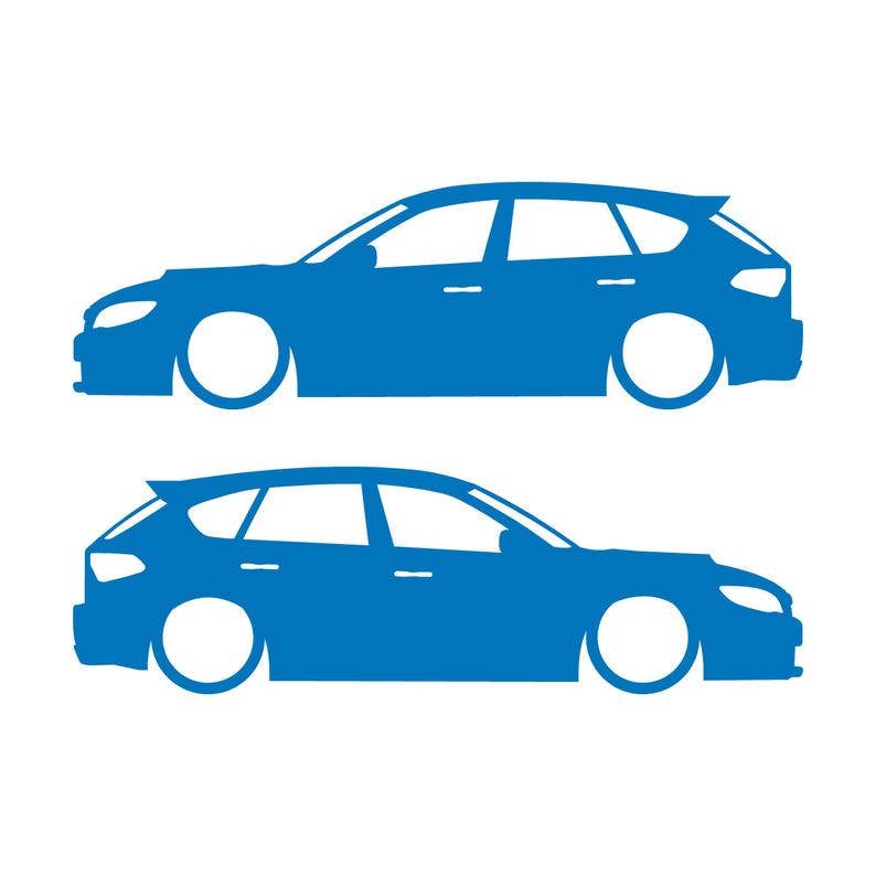Conjunto de 2 adesivos com silhueta de carro rebaixado para Subaru Impreza WRX STI 3ª geração Hatchback GH Sky Blue