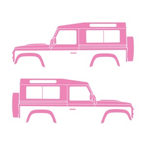 Set Of 2 Car Silhouette Decal Stickers For Land Rover Defender 90 Classic Wagon Soft Pink