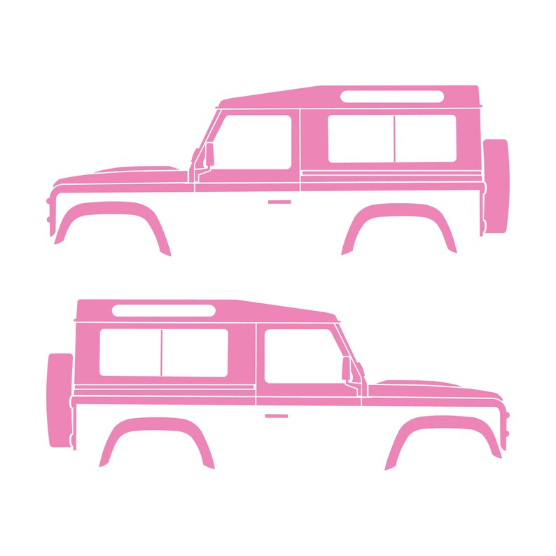 Set Of 2 Car Silhouette Decal Stickers For Land Rover Defender 90 Classic Wagon Soft Pink
