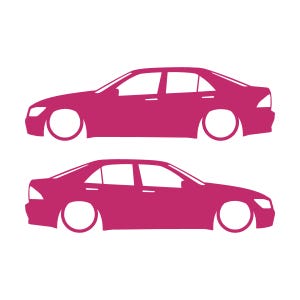 Set Of 2 Lowered Car Silhouette Decal Stickers For Toyota Altezza Pink