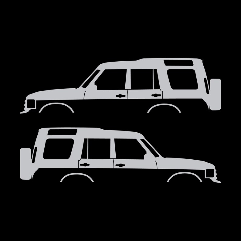 Set Of 2 Lifted Car Silhouette Decal Stickers For Land Rover Discovery 1 2 Classic Silver