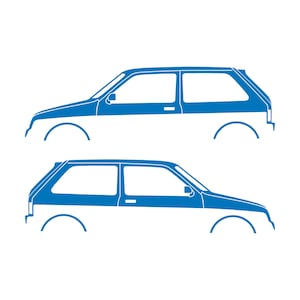 Set Of 2 Car Silhouette Decal Stickers For MG Metro Sky Blue