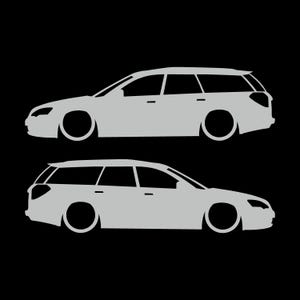 Juego de 2 pegatinas decorativas con silueta de coche rebajado para Subaru Legacy BP Wagon de cuarta generación. Light Grey