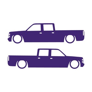 Set mit 2 Aufklebern für tiefergelegte Fahrzeuge für Chevrolet Silverado C1500 Crew Cab 1987-98 Lila