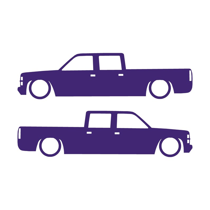 Set mit 2 Aufklebern für tiefergelegte Fahrzeuge für Chevrolet Silverado C1500 Crew Cab 1987-98 Lila