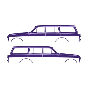 Juego de 2 pegatinas con silueta de coche para Volvo Amazon 122 Wagon Morado