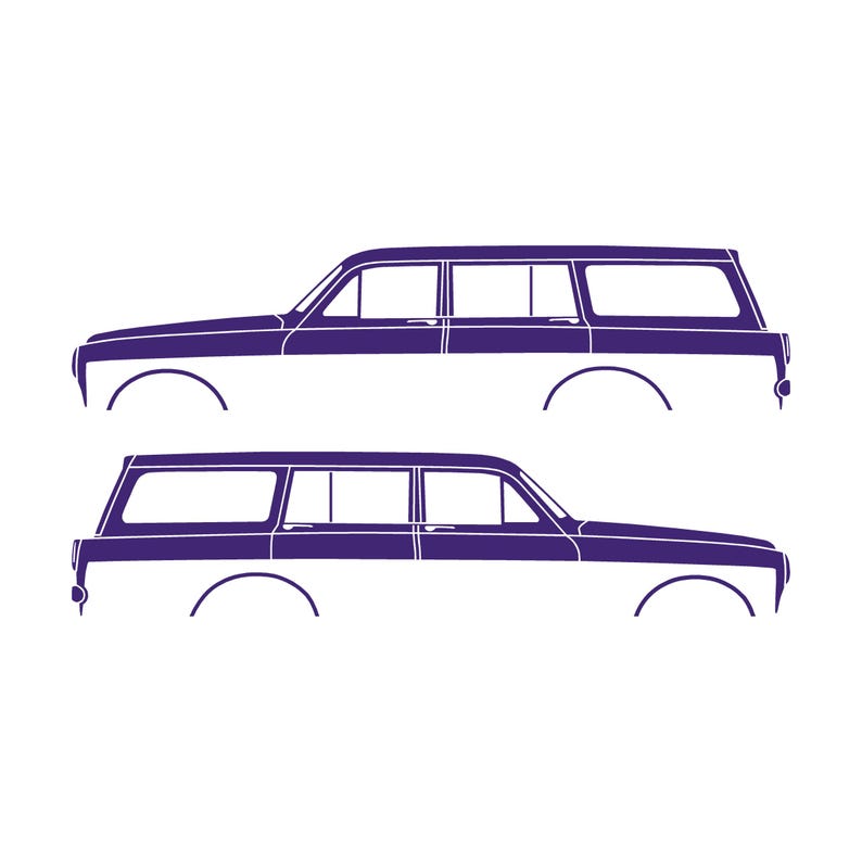 Juego de 2 pegatinas con silueta de coche para Volvo Amazon 122 Wagon Morado
