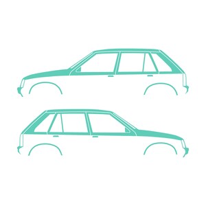 オペル・コルサA、ボクスホール・ノヴァ5ドアハッチバック用カーシルエットデカールステッカー2枚セット Mint