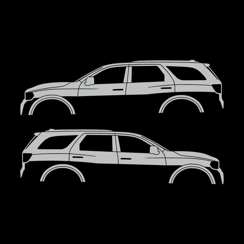 Set Of 2 Car Silhouette Decal Stickers For Dodge Durango 3rd Gen Light Grey