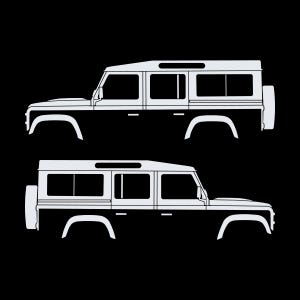 Juego de 2 pegatinas con silueta de coche para Land Rover Defender 110 Classic Wagon Blanco