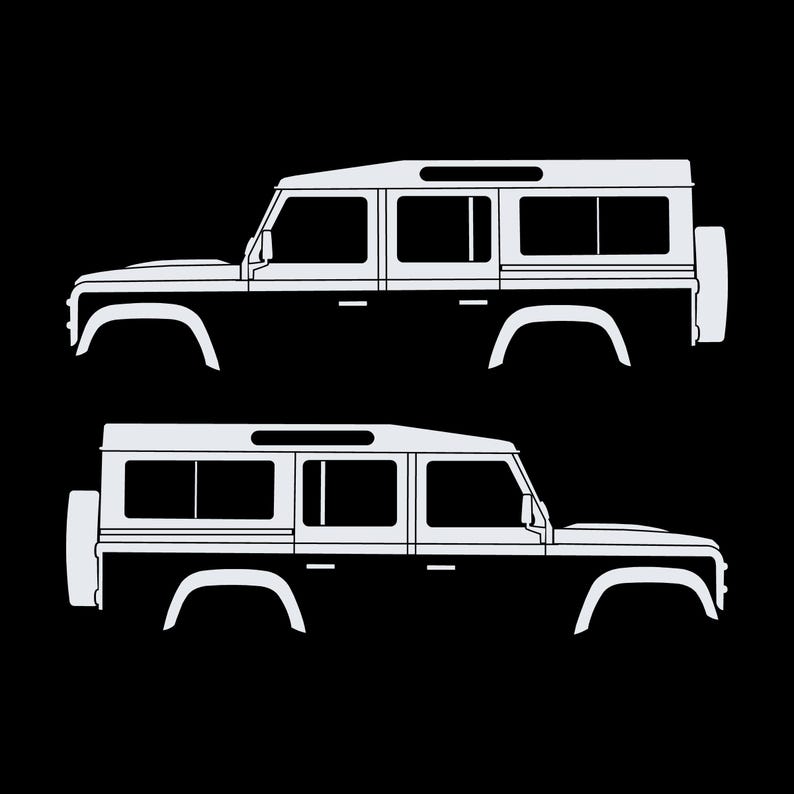Juego de 2 pegatinas con silueta de coche para Land Rover Defender 110 Classic Wagon Blanco