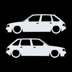 Set Of 2 Lowered Car Silhouette Decal Stickers For Austin Maestro White