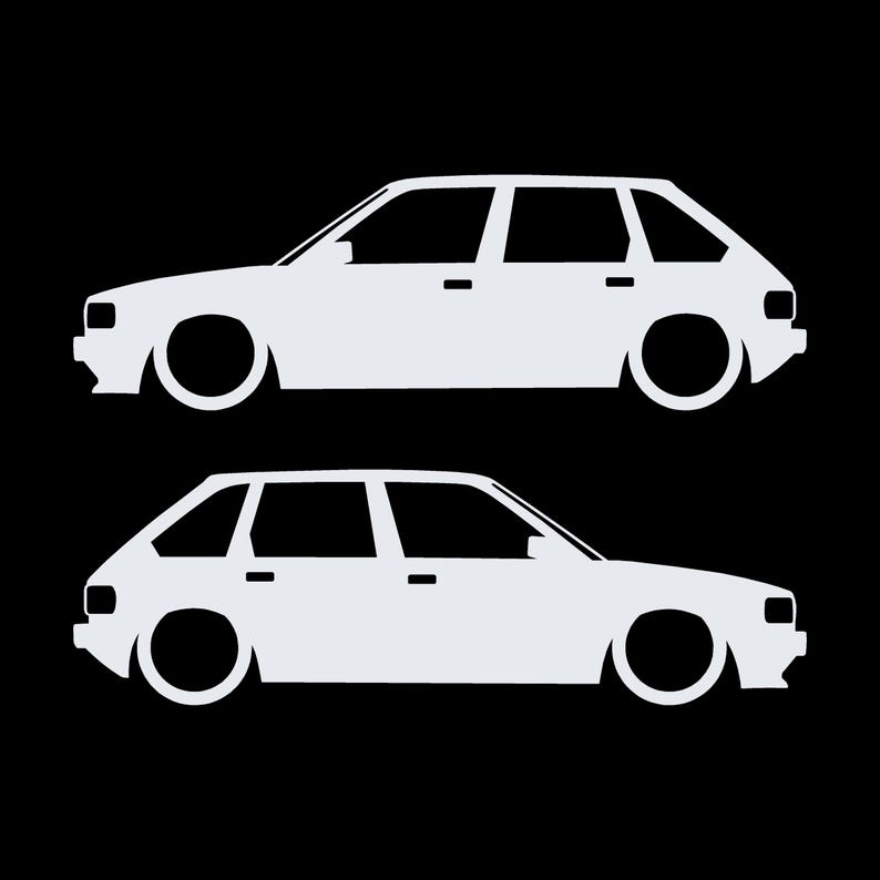 Set Of 2 Lowered Car Silhouette Decal Stickers For Austin Maestro White