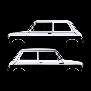 Set Of 2 Car Silhouette Decal Stickers For Classic Mk2 Mini Cooper Hatchback White