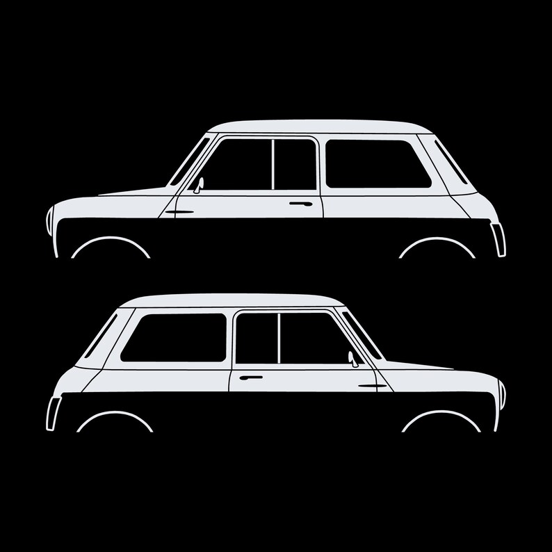 Set Of 2 Car Silhouette Decal Stickers For Classic Mk2 Mini Cooper Hatchback White