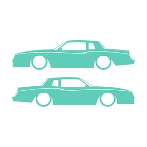 Set mit 2 Auto-Silhouette-Aufklebern für Chevrolet Monte Carlo SS 4. Generation Outline V2 Coupé Mint