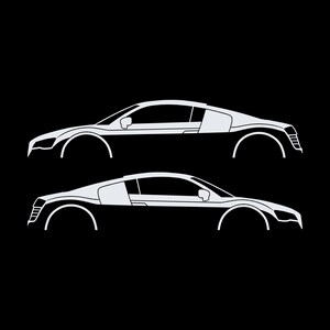 Juego de 2 pegatinas con silueta de coche para Audi R8 Coupé de primera generación imagen 3